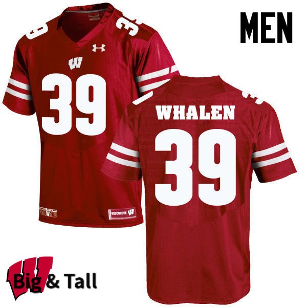 Wisconsin Badgers Men's #39 Jake Whalen NCAA Under Armour Authentic Red Big & Tall College Stitched Football Jersey FA40M84MS